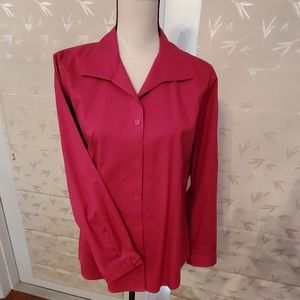 Button up long sleeve collared 100% Blouse , No Ir